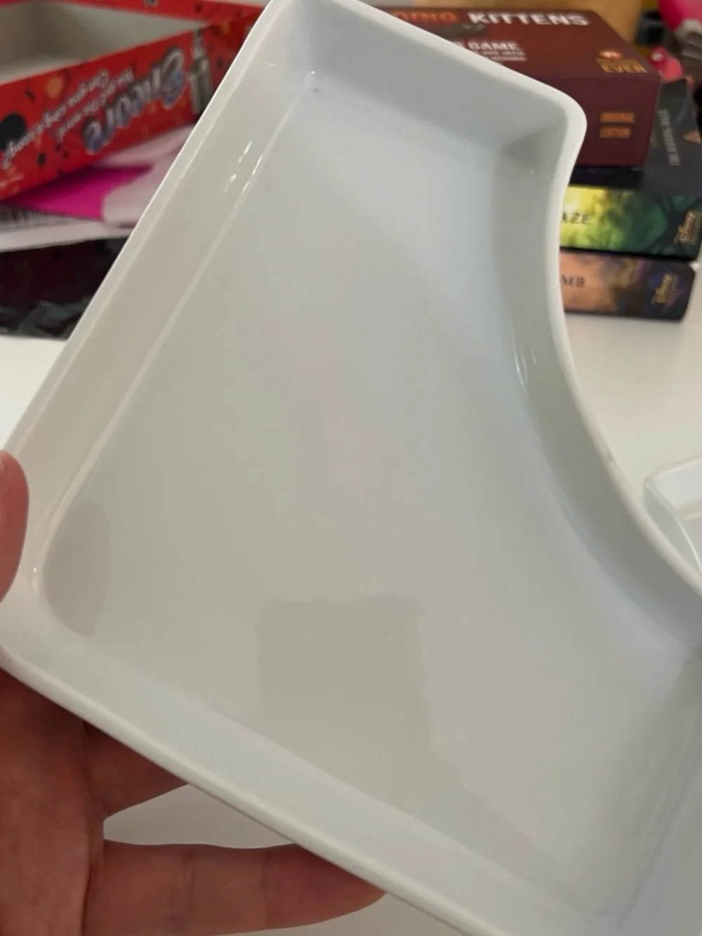 Crate&Barrel White Ceramic Serving Piece with Designer Marking - Set of 3